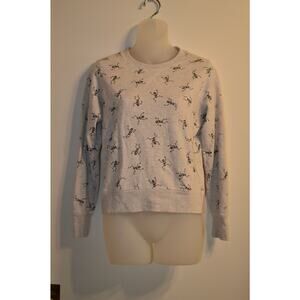 Factorie XS Sweater Pullover Halloween Dancing Skeletons Black Gray Cozy Cute